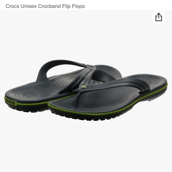 Crocs Crocband Flip Flops in Graphite/Volt Green - Picture 10 of 10